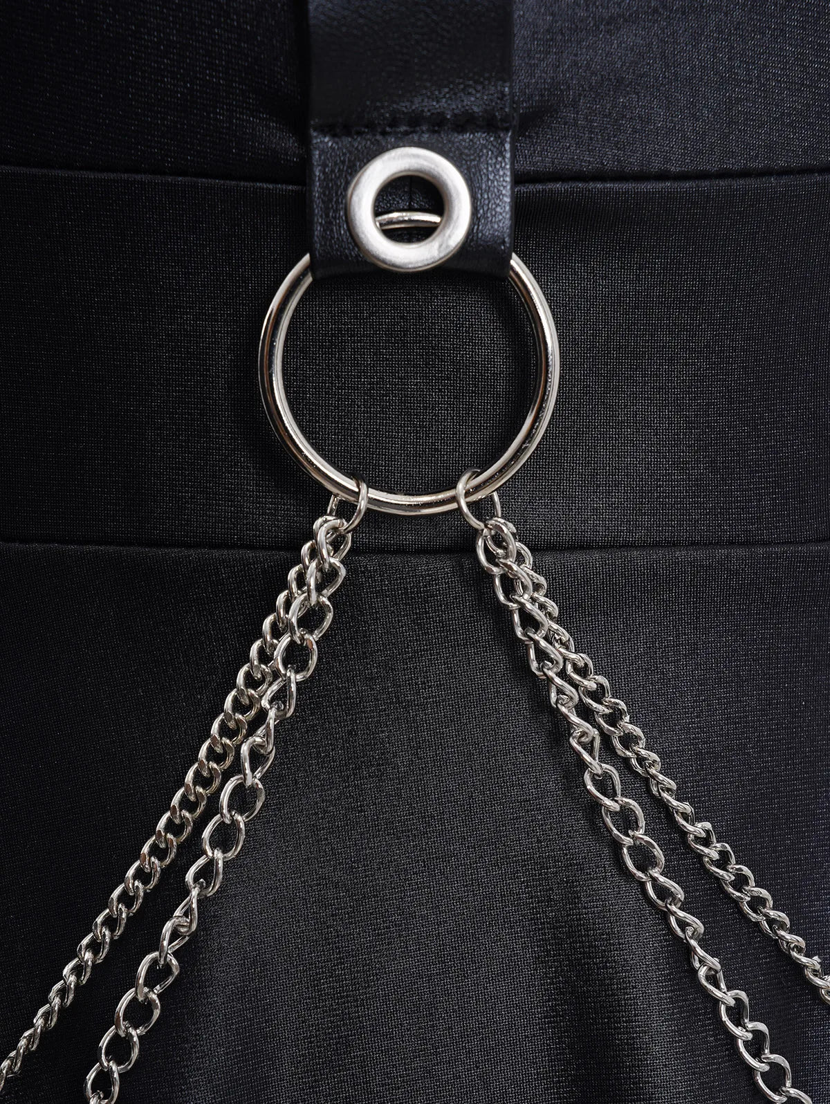 Gothic Black Skater Dress O Ring Chain Belt