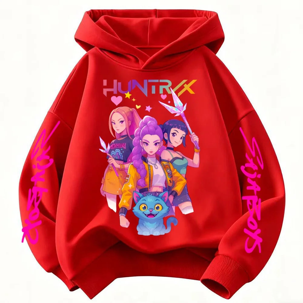 KPOP Demon Hunters Rumi Mira Zoey Hoodie Jumper Hooded Sweatshirt Clothes Huntrix