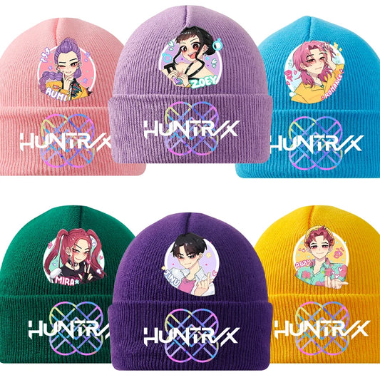 KPop Demon Hunters Huntrix Knit Cap Winter Beanie Knitted Hat Rumi Mira Zoey Merch Gifts