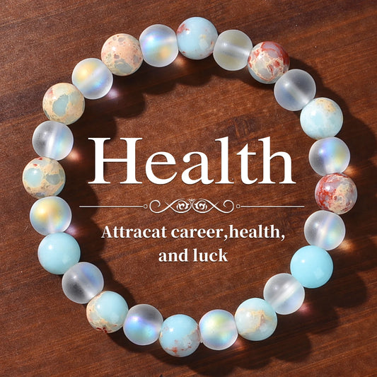Aura Quartz Beaded Bracelet Homeopathic Crystal Jewelry Health Healing Energy