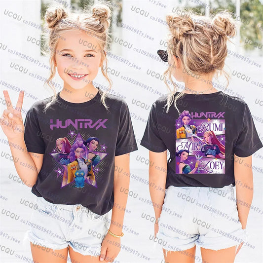 Kpop Demon Hunters Parent Child Short Sleeve T-shirt Matching Tees Huntrix K-pop