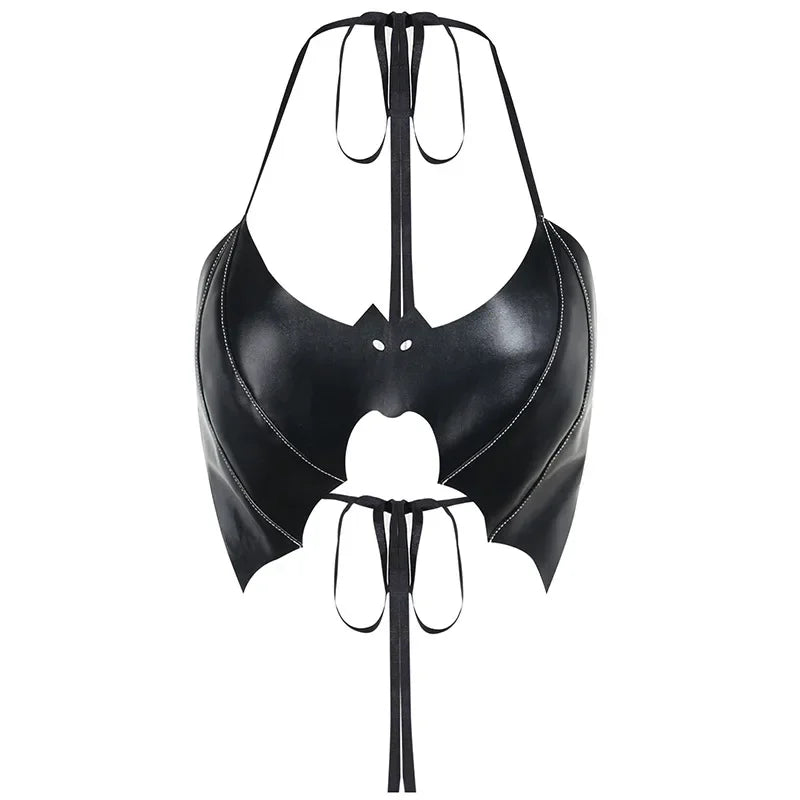 Punk Sexy PU Bra Vampire Bat Shape Gothic Clubwear Fancy Dress Halloween Costume