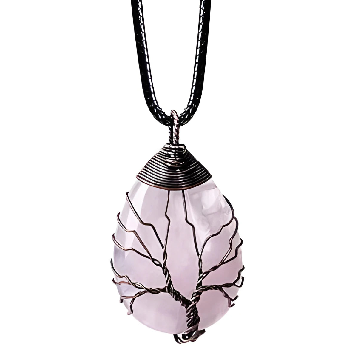 Natural Crystal Rose Quartz Tree Amethyst Pendant Jewelry
