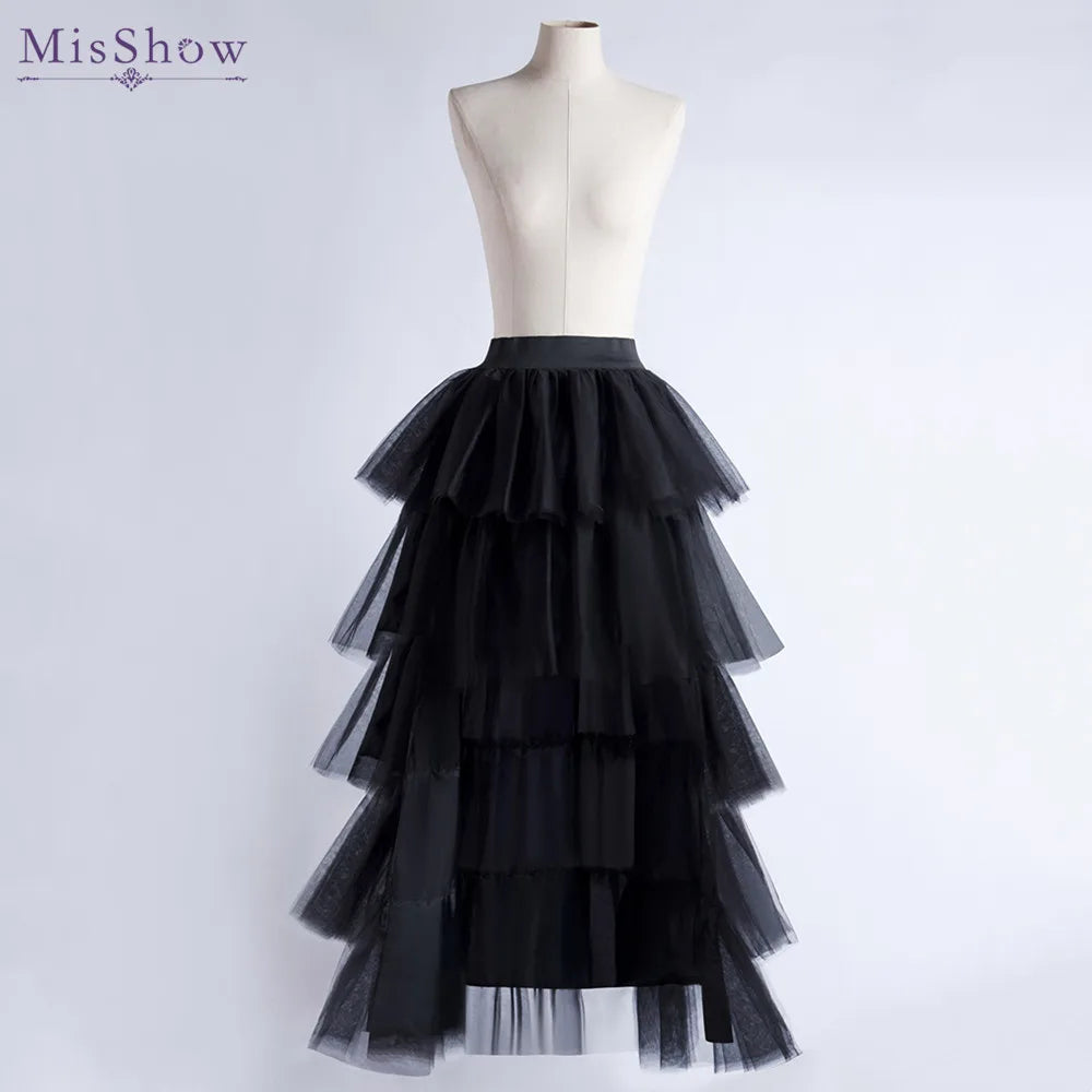 Gothic Long Layered Tulle Tutu Petticoat Skirt Costume