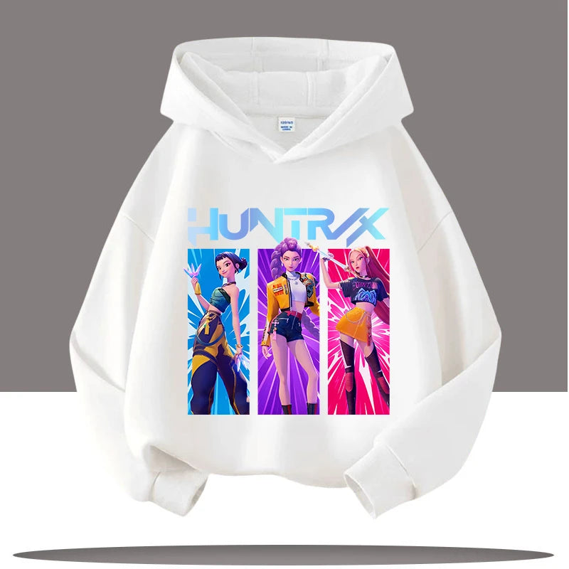 KPop Demon Hunters Huntrix Hoodies Girls Boys Rumi Hooded Sweatshirt Jumper K-pop Merch Gifts