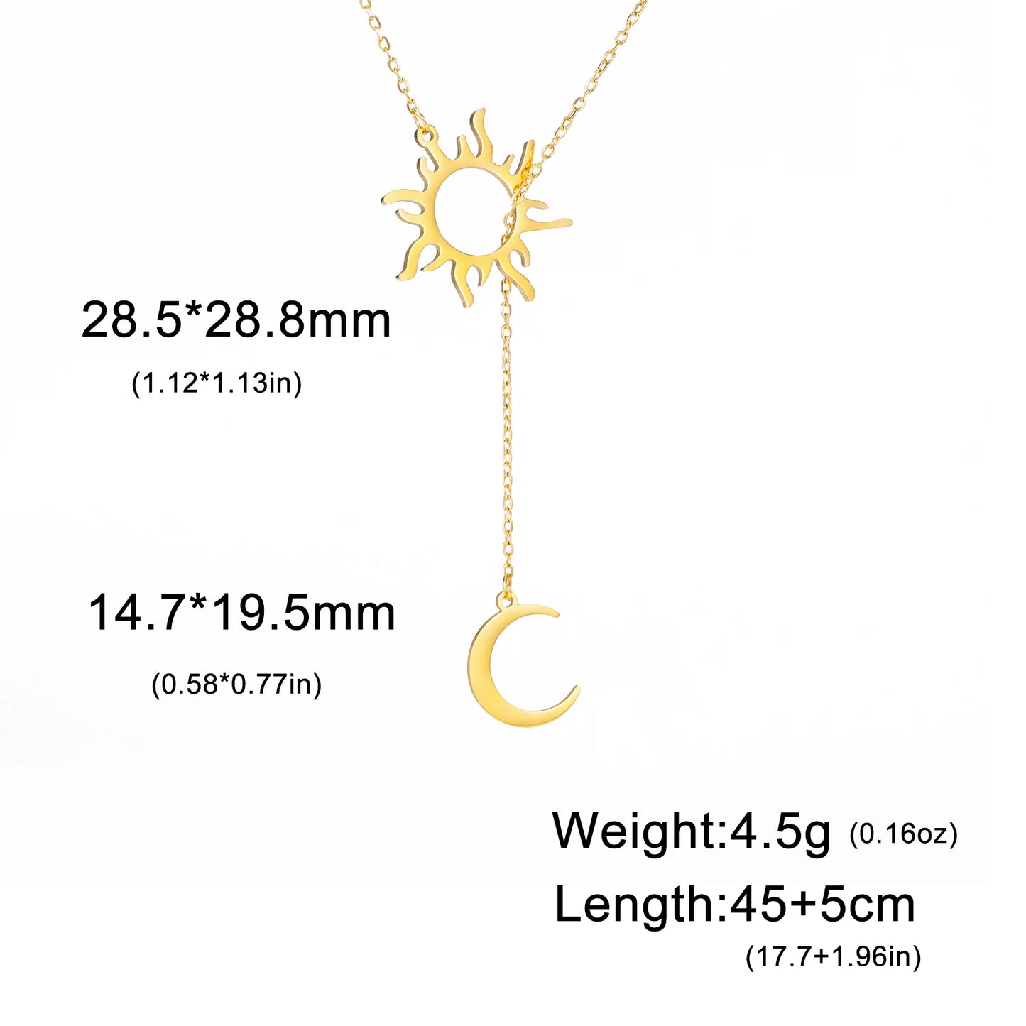 Sun Moon Pendant Chain Necklace Stainless Steel Bohemian Choker Necklace Pagan