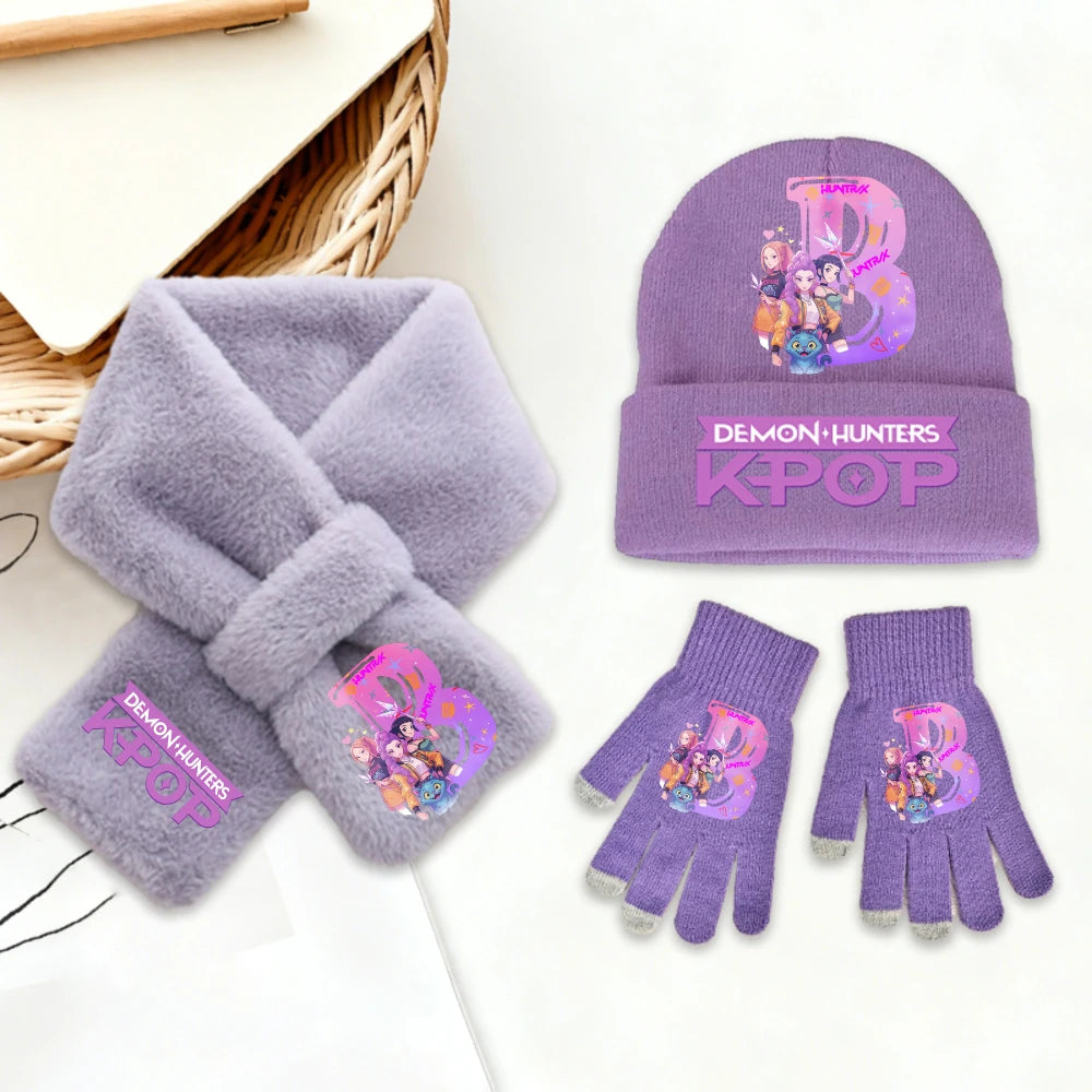 K-Pop Demon Hunters 3Pcs Hat Gloves Scarf Set Huntrix Personalised