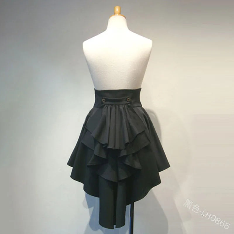 Victorian Burlesque Skirt Gothic Steampunk Corset Costume Punk Black Bustle Skirt