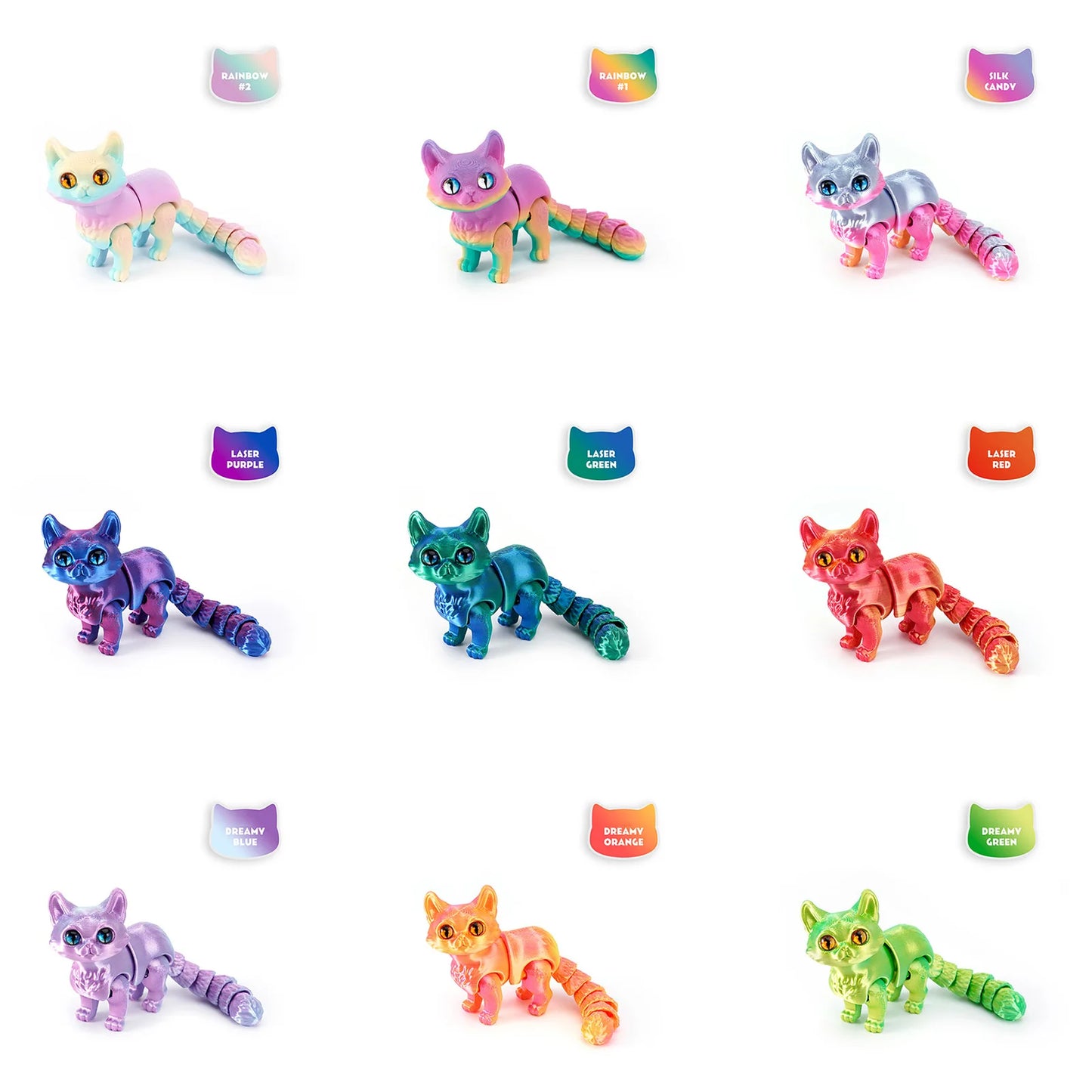 3D Printed Cute Cat Fidget Toy Figurine Articulated Animals Model Toy Desktop
