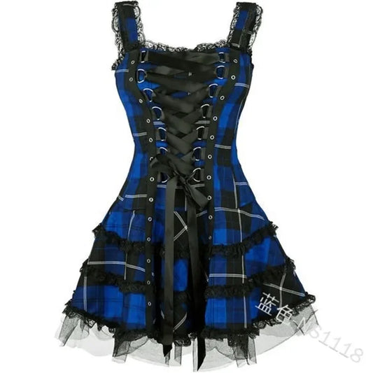Lolita Gothic Punk Tartan Plaid Dress