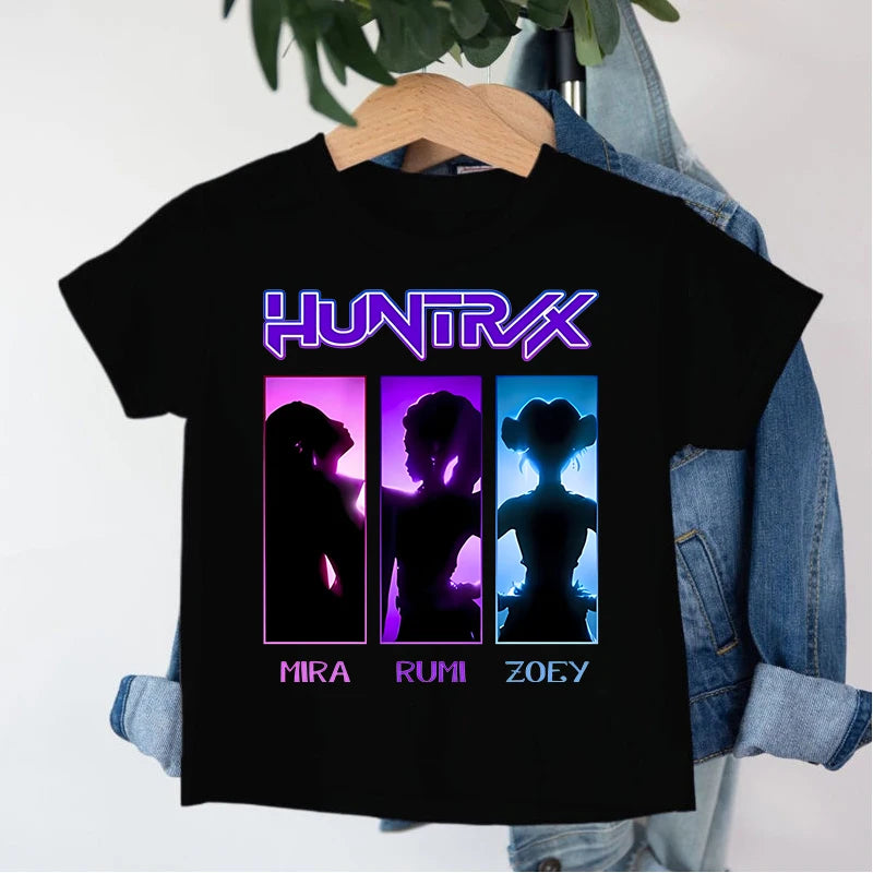 KPop Demon Hunters Saja Boys T-shirt Huntrix Tshirt Kids Summer Clothing Rumi