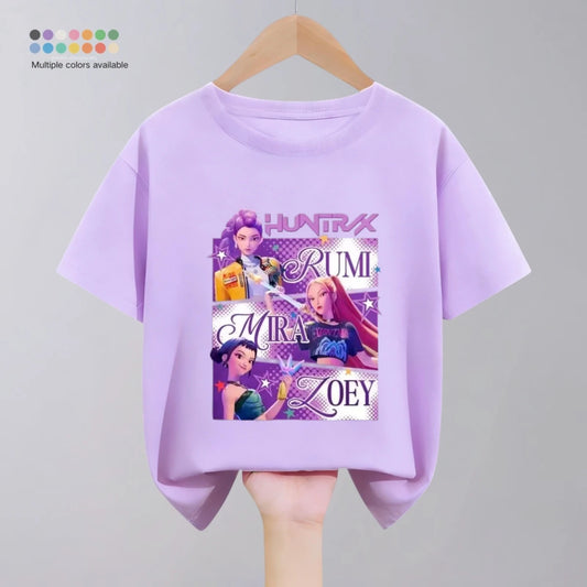 Kpop Demon Hunters T-Shirt Tops Children's Wear Huntrix Clothes Tshirts