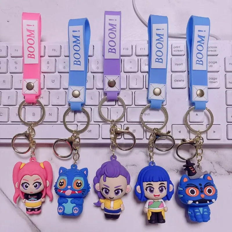 KPop Demon Hunters Keychain Merch Schoolbag Rumi Mira Zoey Cute Keyring Huntrix Derpy Tiger K-pop Pendant Gift Decoration