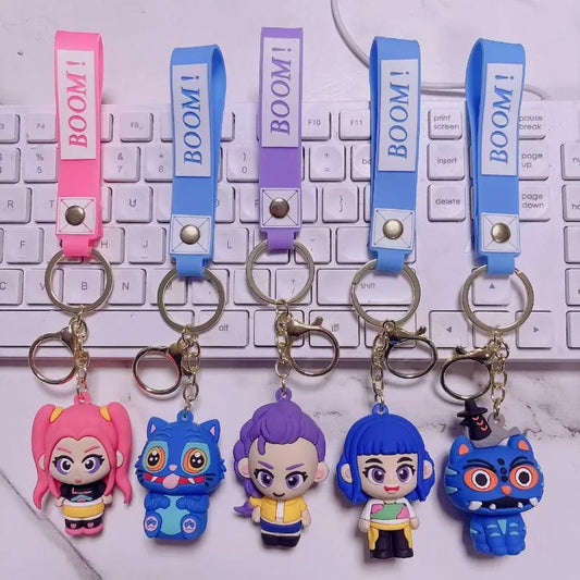 KPop Demon Hunters Keychain Merch Schoolbag Rumi Mira Zoey Cute Keyring Huntrix Derpy Tiger K-pop Pendant Gift Decoration