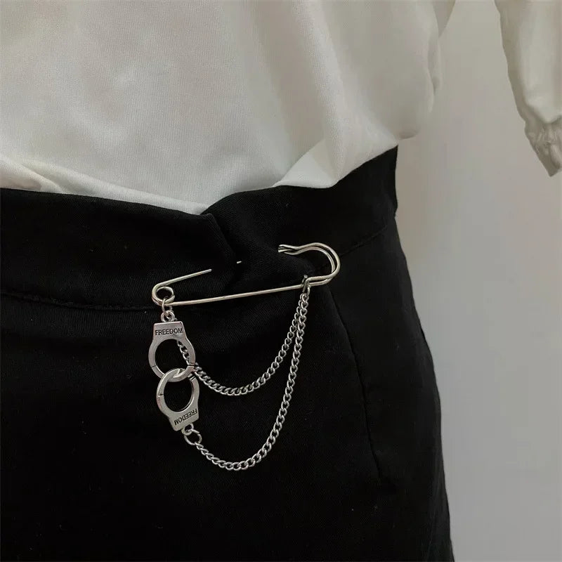 Dark Tassel Pendant Metal Butterfly Chain Brooch Chain Metal Beads Safety Pin
