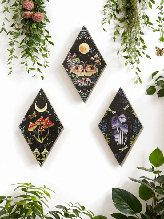 Wooden Wall Hanging Moon Butterfly Mushroom Minimalist Bohemian Room Decors