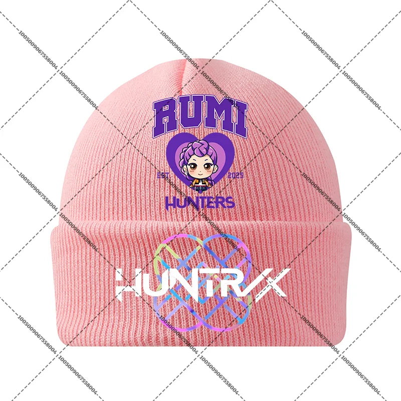 KPop Demon Hunters Huntrix Knit Cap Winter Beanie Knitted Hat Rumi Mira Zoey Merch Gifts