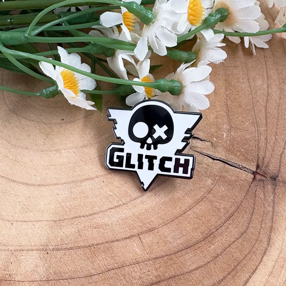 Glitch Productions Logo Animation Studio Murder Drones Badge Lapel Pin Enamel Digital Circus