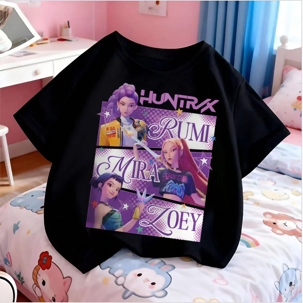 Summer Kpop Children T-shirt Huntrix Rumi Clothes K-Pop