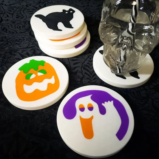 3-pack Spooky Pumpkin Sugar Cookie Drinks  Coasters Gifts Home Decor Halloween