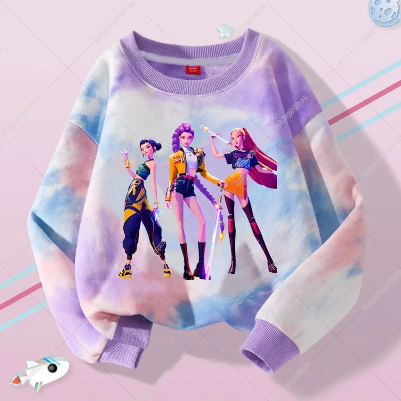 KPop Demon Hunters Sweater Hoodie Child Jumper Huntrix Saja Boys Top Clothes Gifts Merch