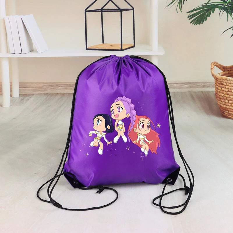 KPop Demon Hunters Kids Drawstring Bag Swimming Bag PE Kit Sports Huntrix School