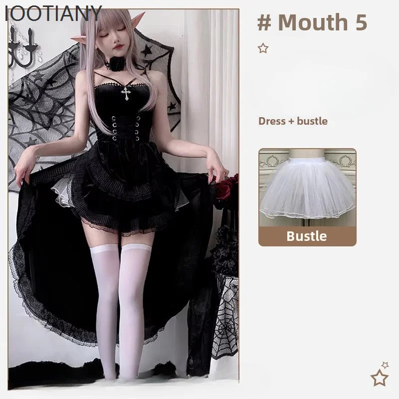 Halloween Dark Gothic Ladies Victorian Red Velvet Dress Costume