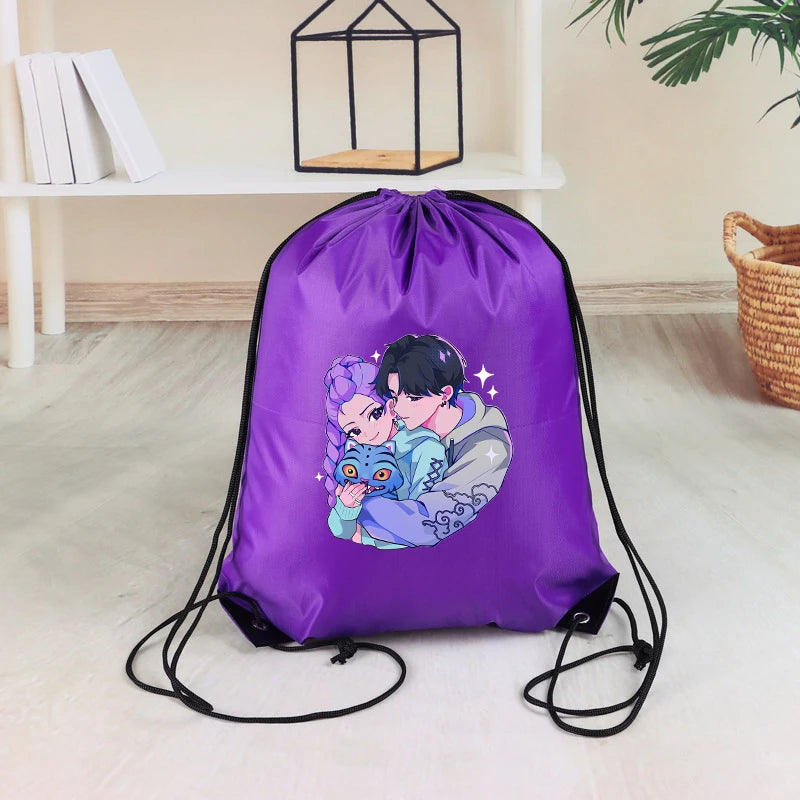 KPop Demon Hunters Kids Drawstring Bag Swimming Bag PE Kit Sports Huntrix School