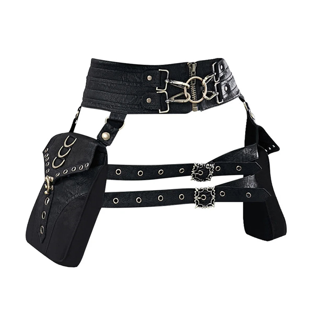 Gothic Black Waist Belt Pouch Hip Bag Fanny Pack
