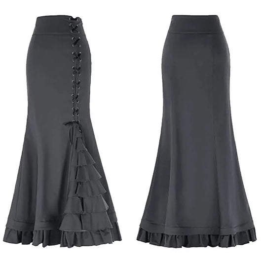 Victorian Gothic Steampunk Long Fish Tail Skirt