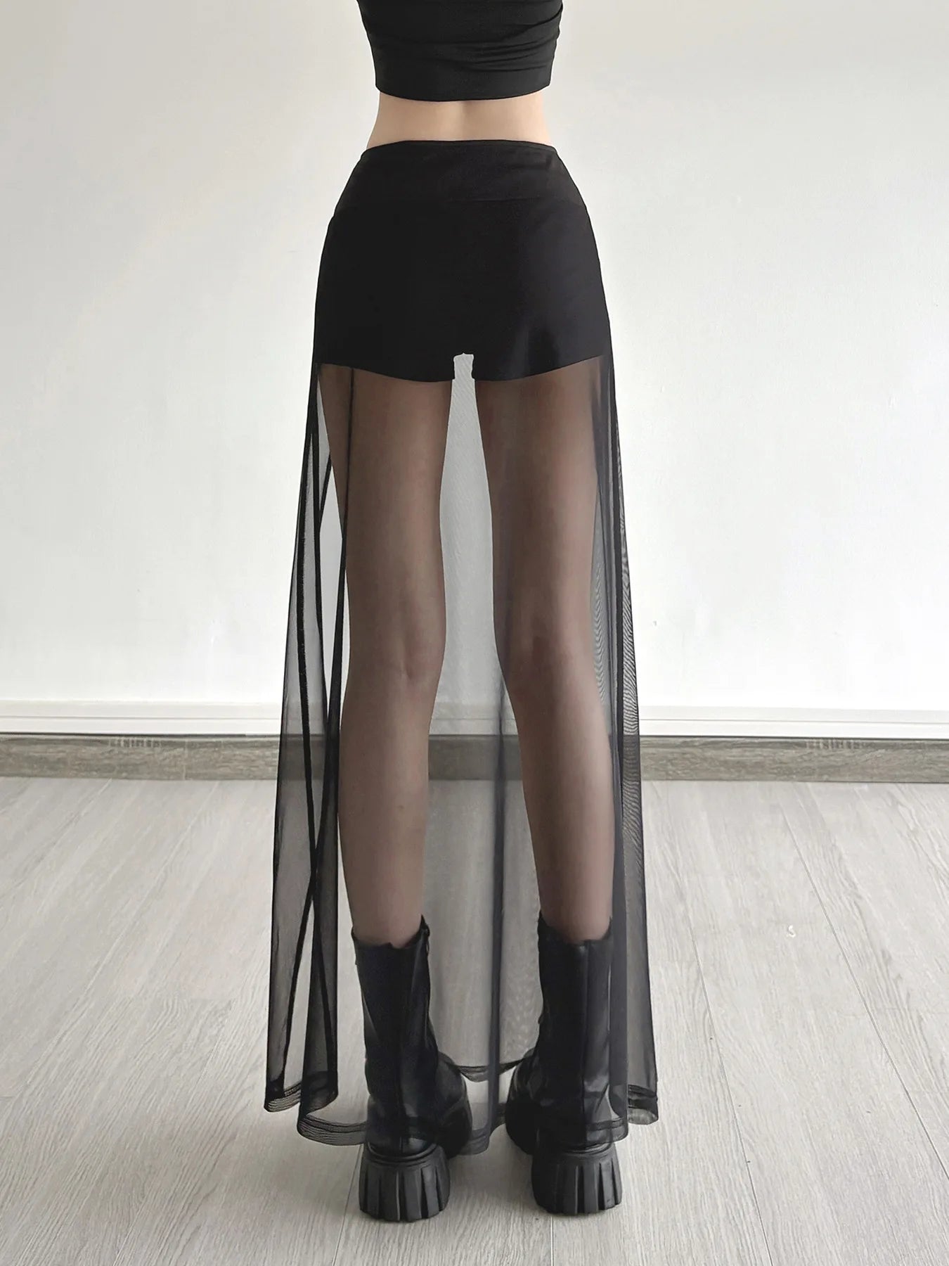 Alternative Gothic Shorts Hot Pants Sheer Skirt Y2K Clubwear