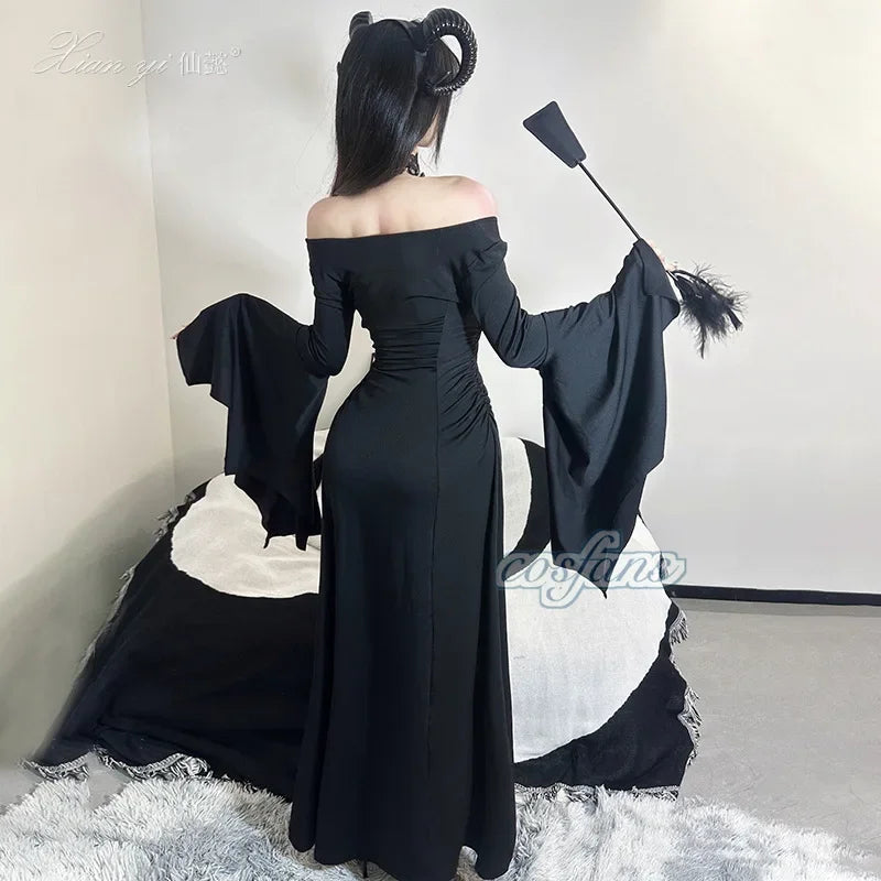 Long Black Gothic Maxi Dress Costume