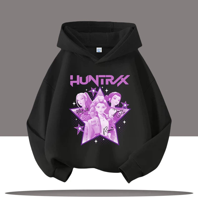 KPop Demon Hunters Huntrix Hoodies Girls Boys Rumi Hooded Sweatshirt Jumper K-pop Merch Gifts