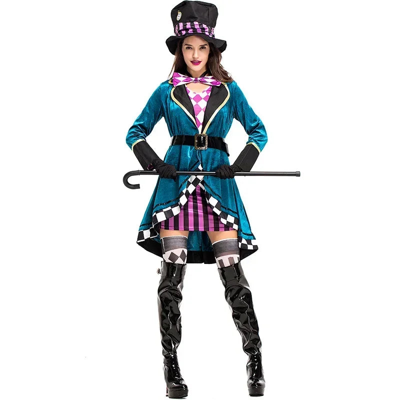 Sexy Alice In Wonderland Mad Hatter Cosplay Fancy Dress Costume