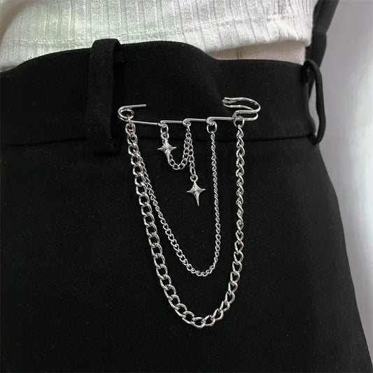 Dark Tassel Pendant Metal Butterfly Chain Brooch Chain Metal Beads Safety Pin