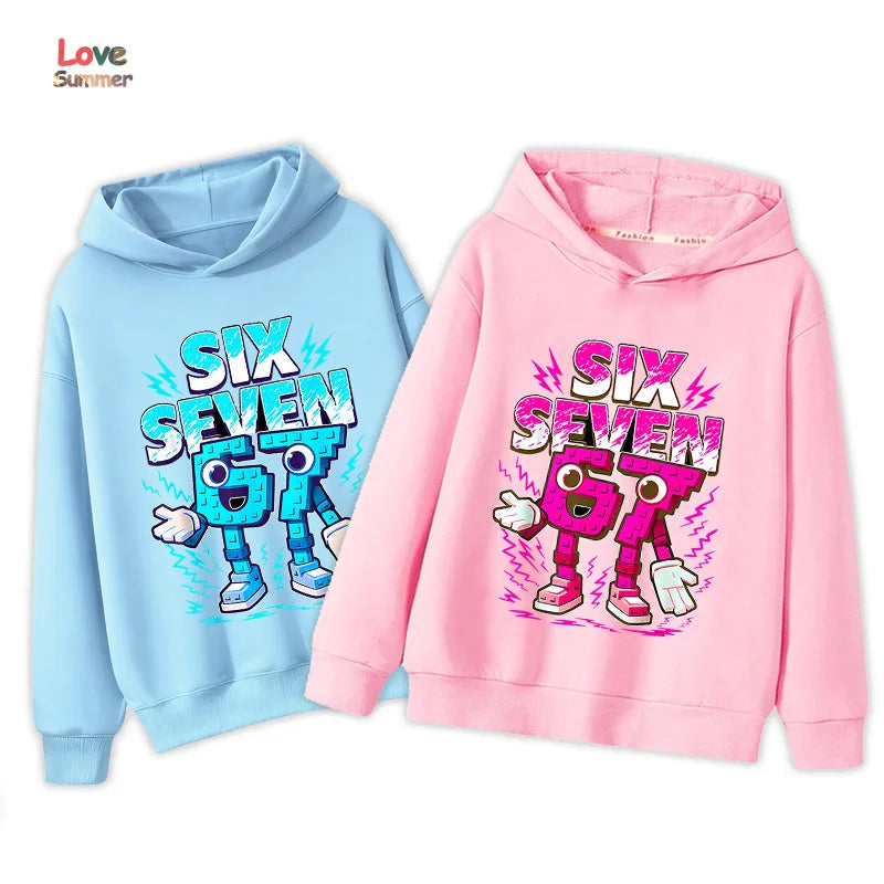 67 Six Seven Italian Brainrot Hoodie Funny Meme Pullover Girls Boys Fleece Sweatshirt