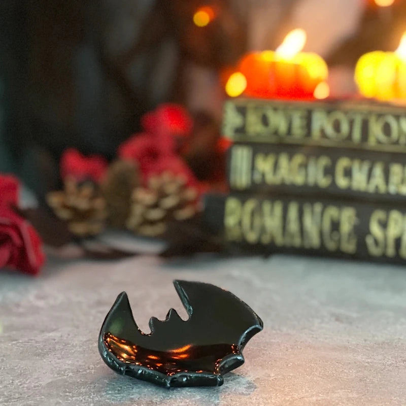 Vampire Bat Spoon Rest Gothic Coffee Bar Station Teaspoon Holder Teabag Tray Halloween Decoration
