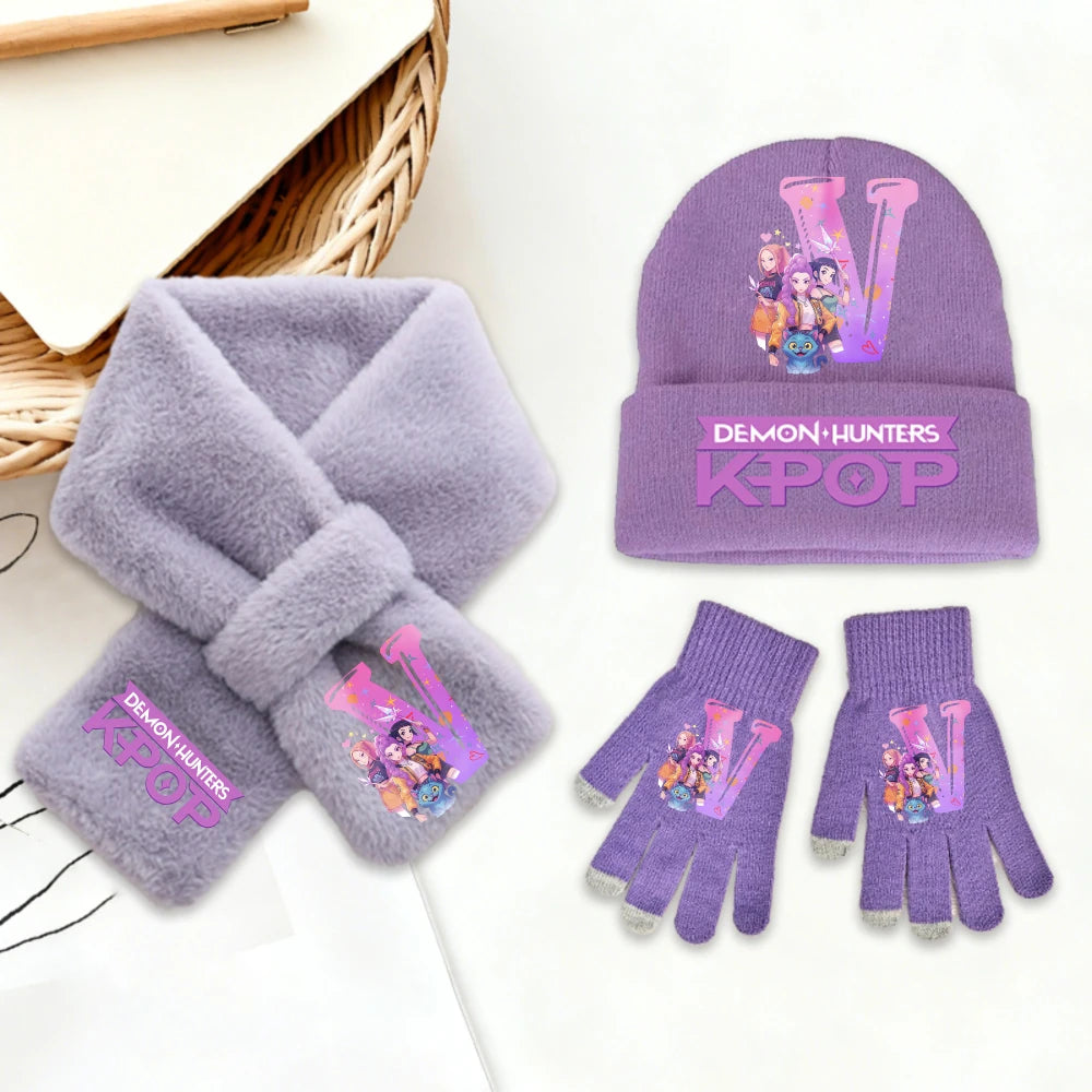 K-Pop Demon Hunters 3Pcs Hat Gloves Scarf Set Huntrix Personalised