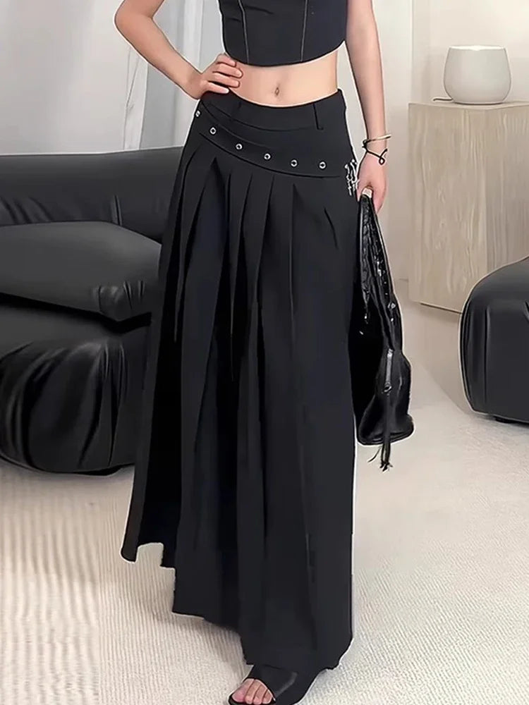 Long Black Gothic Maxi Skirt Side Slit