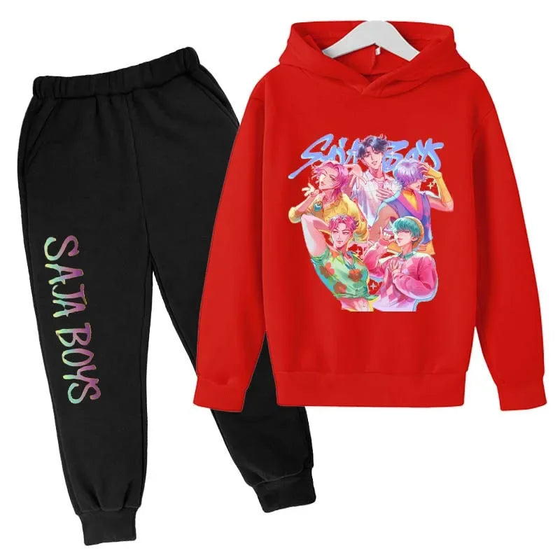 SAJA BOYS Children's Clothing KPop Demon Hunters Tracksuit Joggers Top Jumper K-Pop Merch