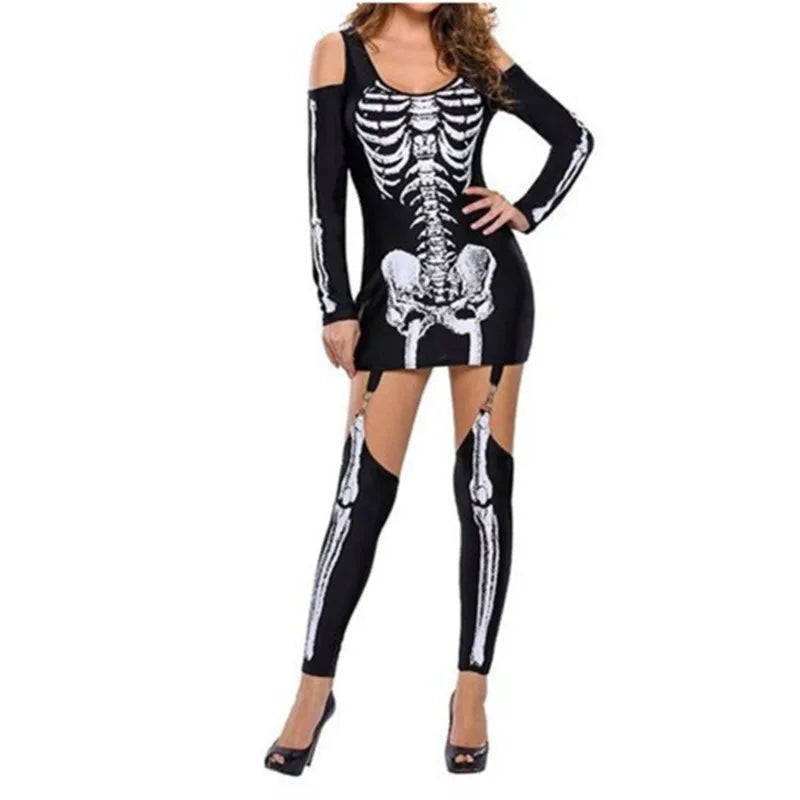 Sexy Skeleton Clubwear Halloween Fancy Dress Costume