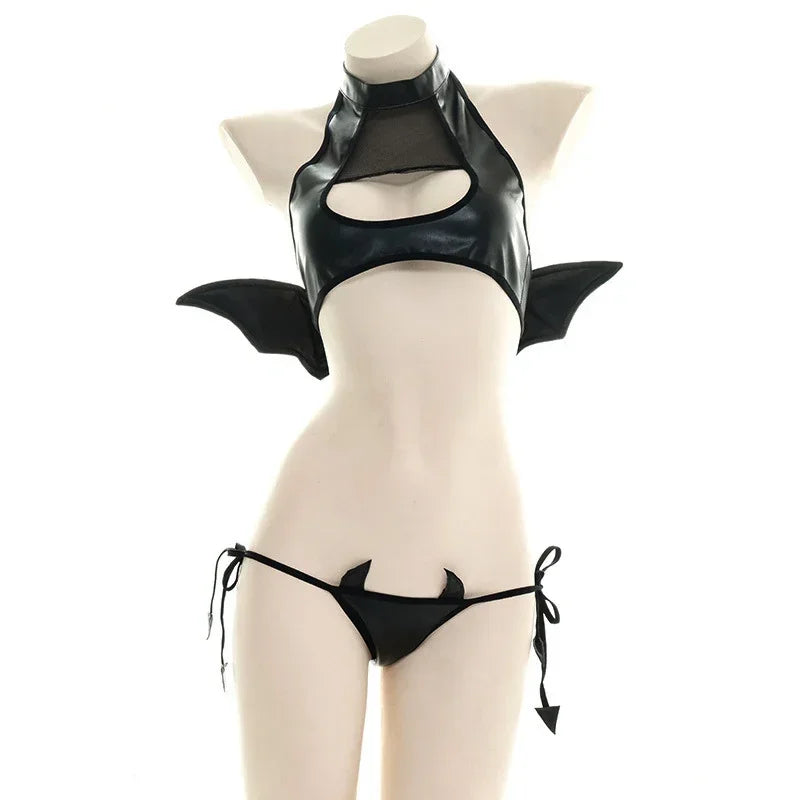Sexy Devil Bat Cosplay Lingerie Underwear Halloween Fancy Dress Costume PVC