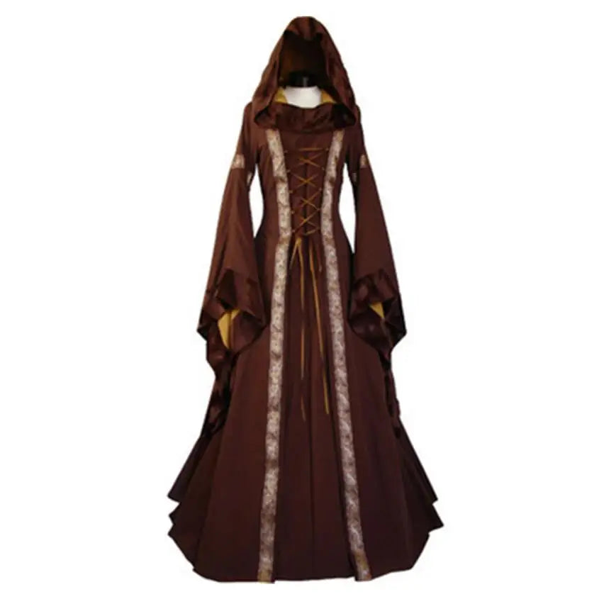 Pagan Ceremonial Medieval Gown Gothic Princess Hooded Long Dress