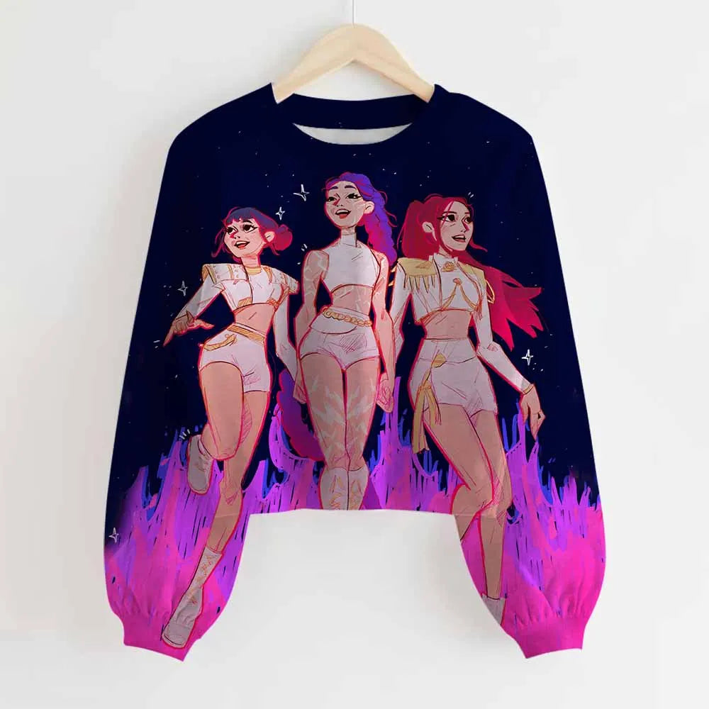 KPop Demon Hunters Huntrix Long Sleeved Top Jumper Sweater Clothes Merch Gifts Rumi Mira Zoey