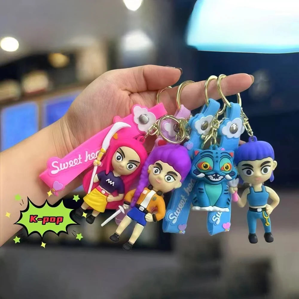 KPop Demon Hunters Keychain Huntrix Figures Rumi Mira Zoey Derpy Tiger Toys Bag Decoration Gifts Merch