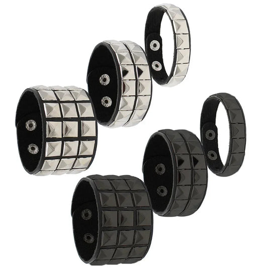 Black Silver Metal Arm Cuff Studded Bracelet