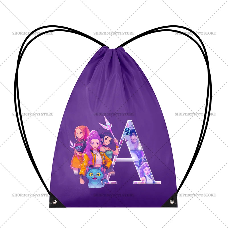 KPop Demon Hunters Merch Personalised Initial Backpack Book Sports PE Kit Swim Bag School Rumi Mira Zoey Huntrix Gift