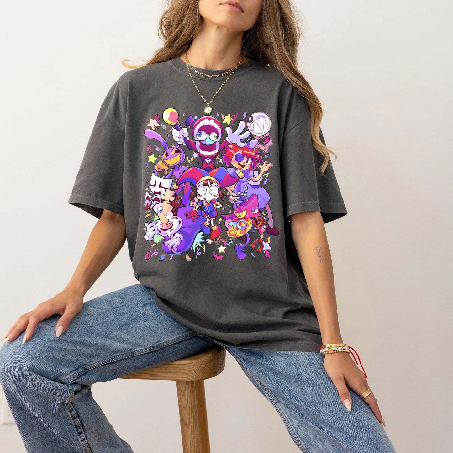 The Amazing Digital Circus Glitch TShirt Teen Adult T-shirt Top TADC Pomni Kinger Jax Cain