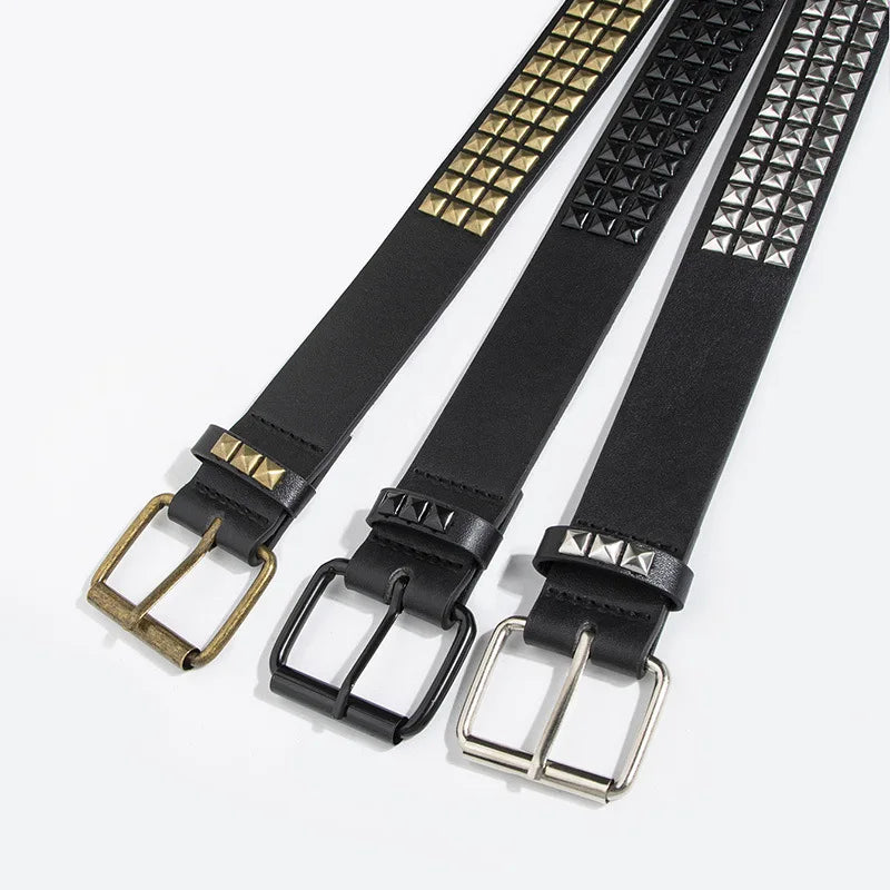 Punk Emo Belt Unisex Fashion Jeans Goth Retro Pu Leather Metal Studded Waist Belt