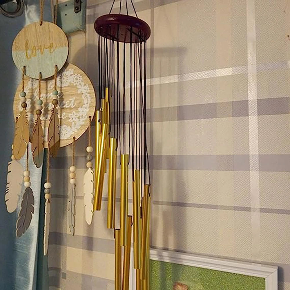 12 Tubes Aluminium Silver Gold Garden Wind Chimes